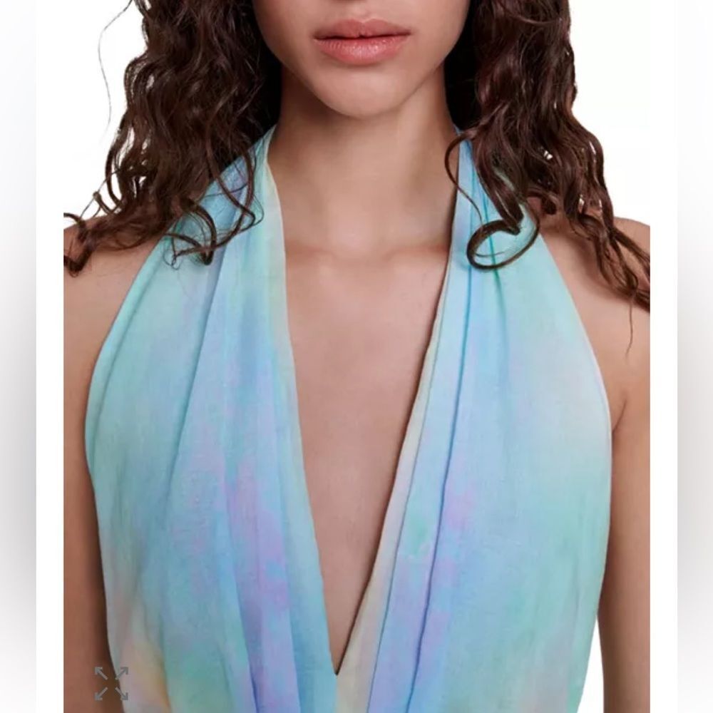 Maje Riciel Halter Mini Dress Backless Tie-Dye Multicolor Sz 34 US XS NWT - Picture 3 of 16